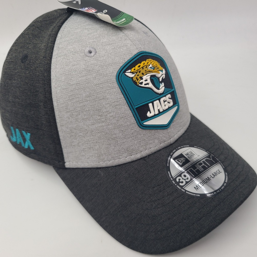 Jacksonville Jaguars‎ Hat Fitted M-L New Era 39Thirty Gray NFL 2018 Sideline Men